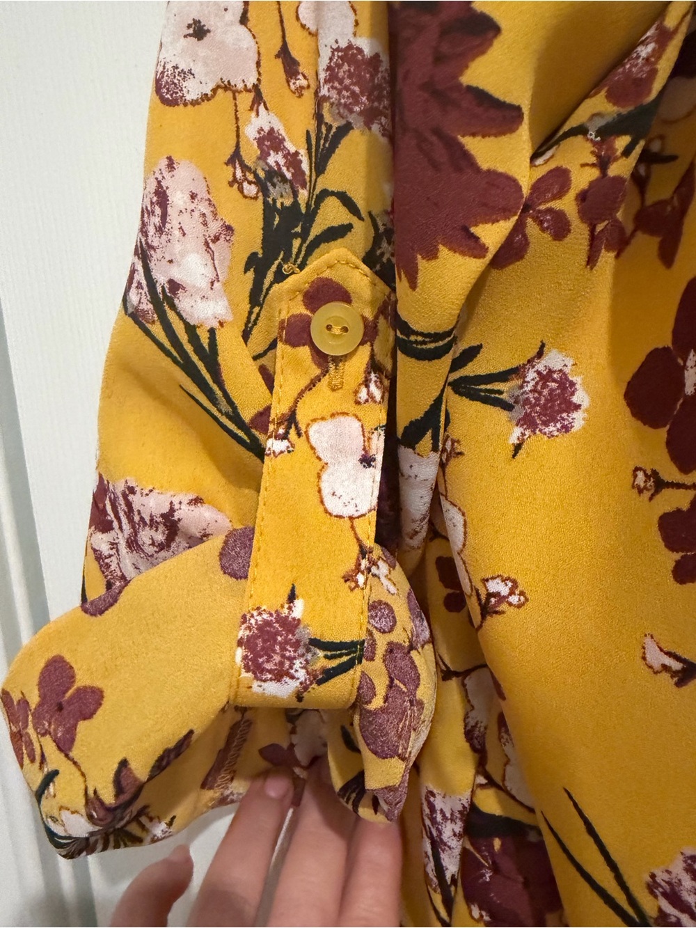 Women’s Yellow Floral Lace-Up V-Neck Tunic Size XXL - Picture 5 of 9